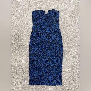 Hot Gal Navy and Black knee length Dress strapless S